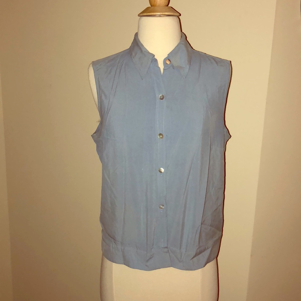 Button up, sleeveless shirt